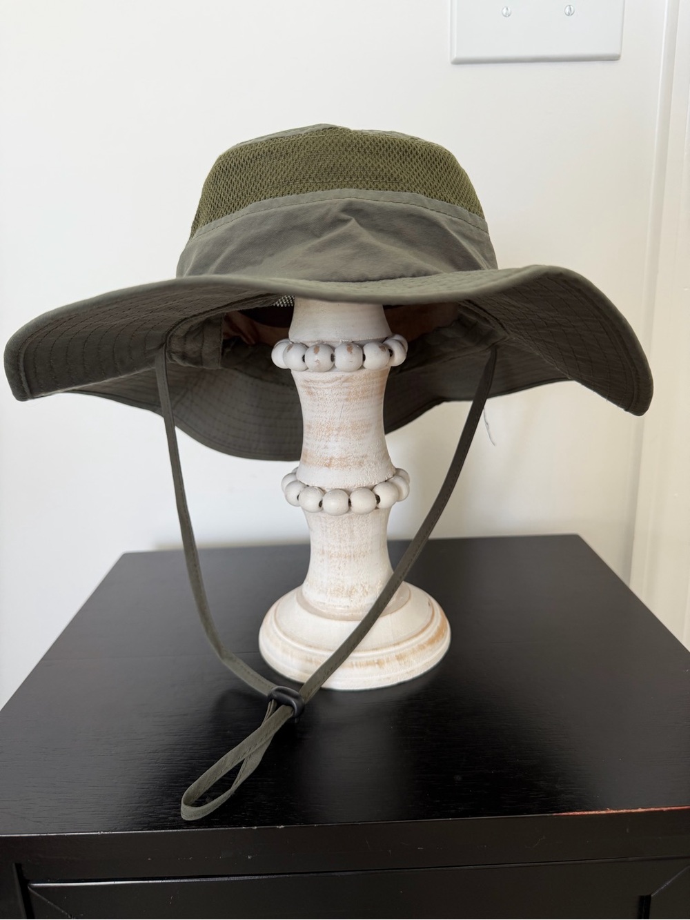 Olive Green Wide-Brim Boonie Hat with Chin Strap